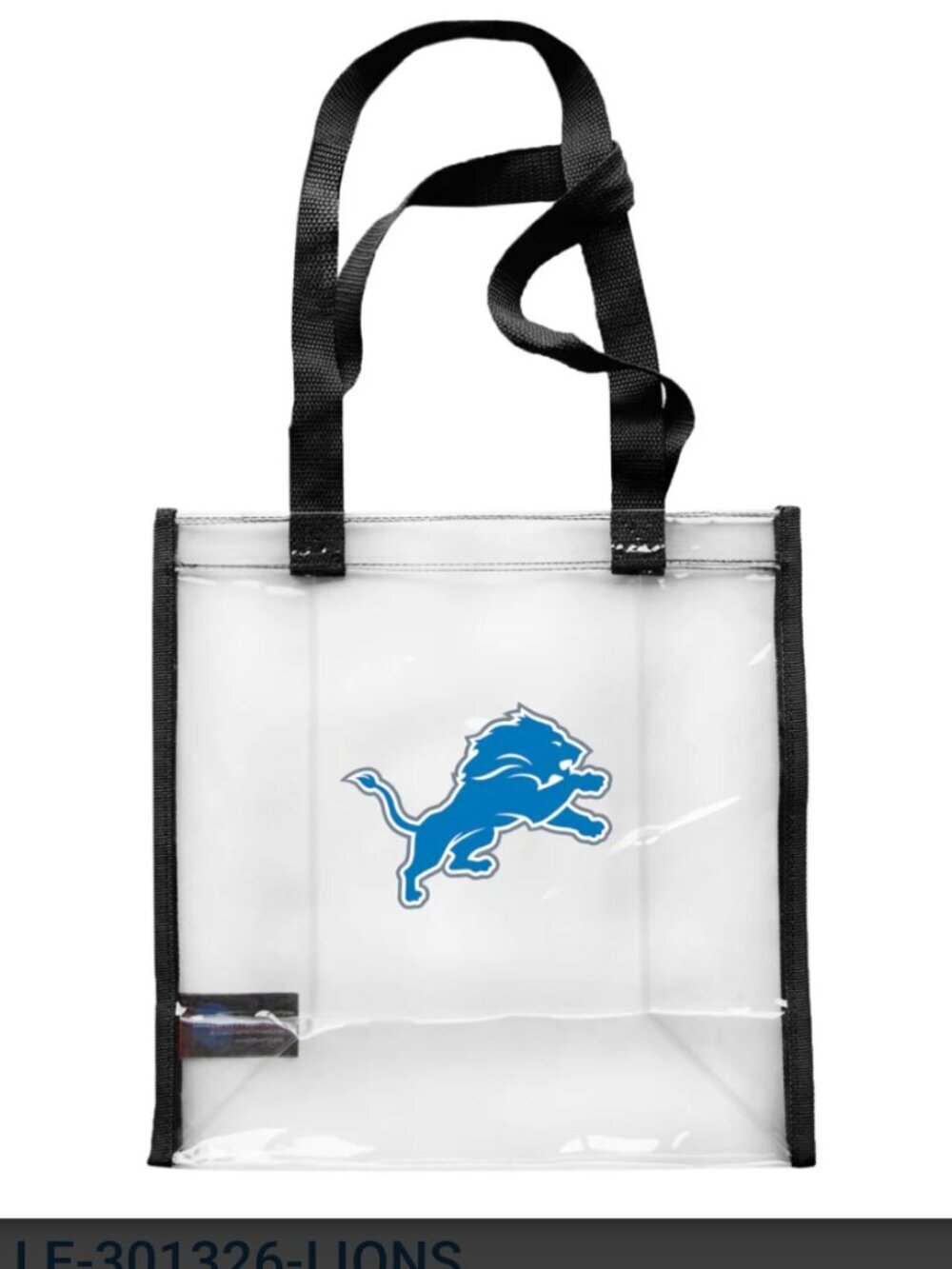 Detroit Lions NFL Approved Stadium Tote w Zipper Closure EUC